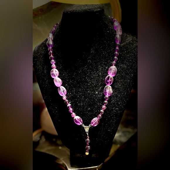 18” Sincerely Southwest Polished Mixed Beaded Gems Purple Toggle Clasp Necklace - Picture 2 of 5